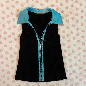 sweater vest with bedazzled zipper detail